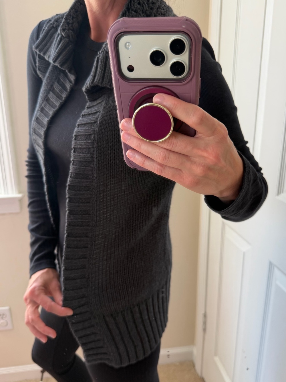 🍂 5/$25 GAP Charcoal Gray Open-Front Ribbed Shawl Collar Cardigan